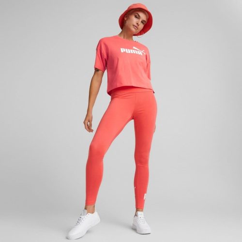 puma womens essentials logo cropped bright pink tee 165637