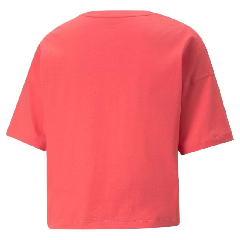 puma womens essentials logo cropped bright pink tee 255464