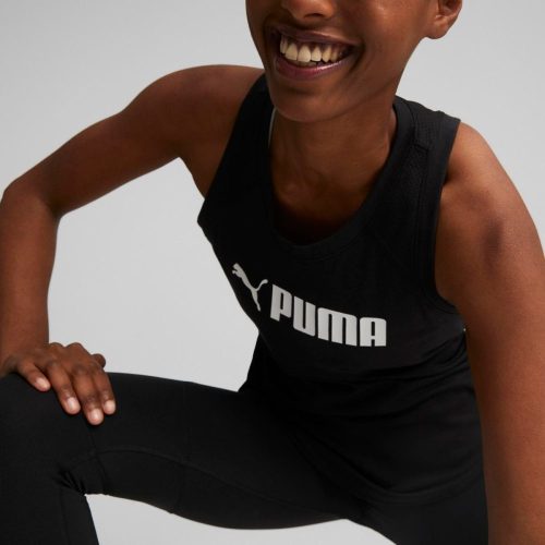 puma womens fit logo training black singlet 631120