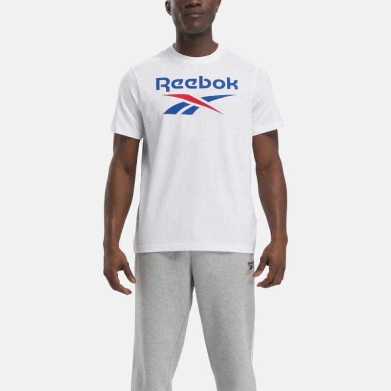 reebok mens identity big stacked logo white tee 285482