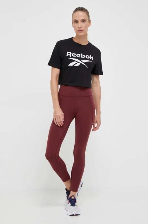 reebok womens big logo crop black tee 761227