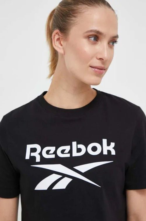 reebok womens big logo crop black tee 955323