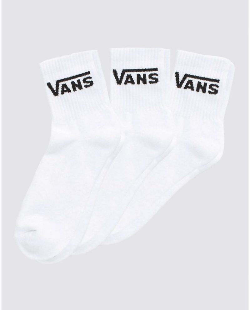 vans unisex classic half crew white sock 3 pairs 756192